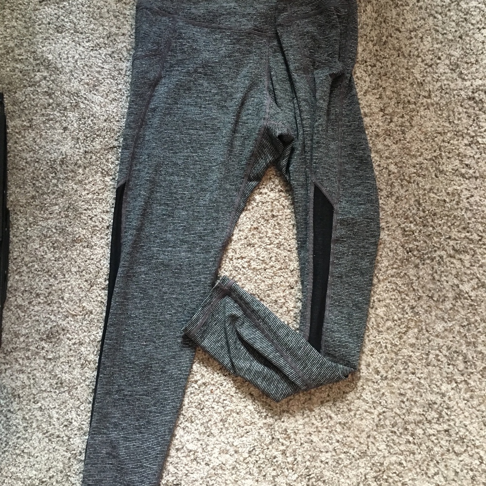 Black and Gray Striped Workout Pants
